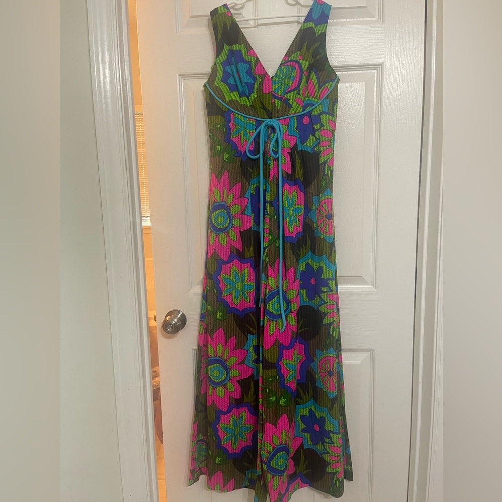 60's Lauhala Hawaiian Jumpsuit Dress Tiki Lounge … - image 1